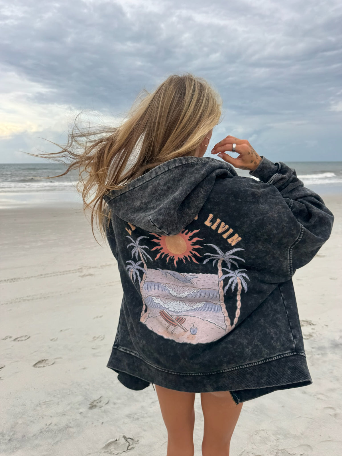 Classic Livin' Snow Wash Full-zip Hoodie